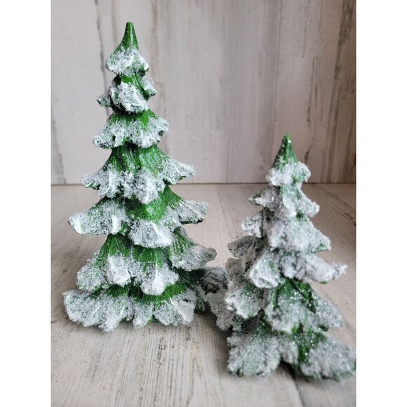 transpac Pine green tree glitter unique home decor Xmas figure set - Picture 7 of 8